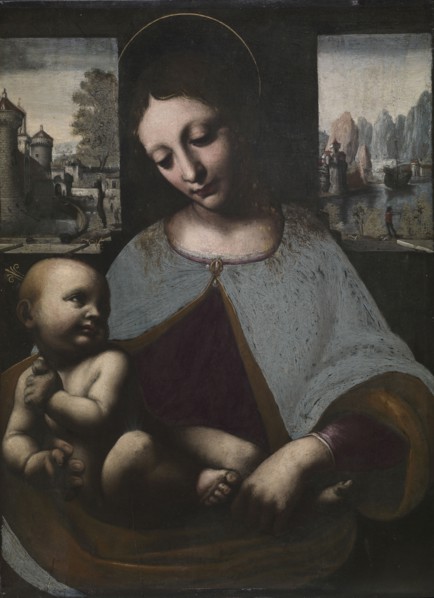 Virgin and Child, c. 1500. Circle of Leonardo da Vinci (Italian, 1452-1519). Oil on wood; framed: