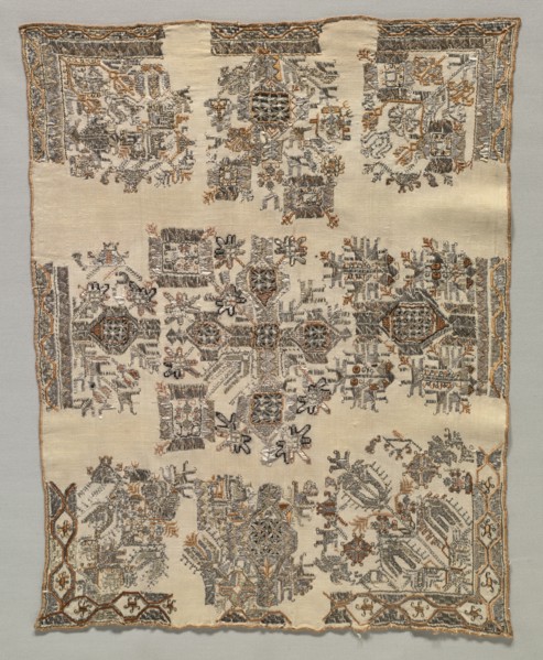 Kerchief, late 1800s. Greece, Northern Islands, Chios ?, late 19th century. Embroidery, silk and