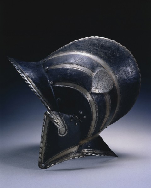 Black and White Burgonet (of the Civic Guard of Bologna), c. 1580-1600. Italy, late 16th Century.