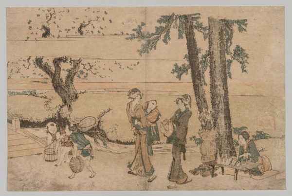 Group of Figures near a Brook, 1760-1849. Katsushika Hokusai (Japanese, 1760-1849). Color woodblock