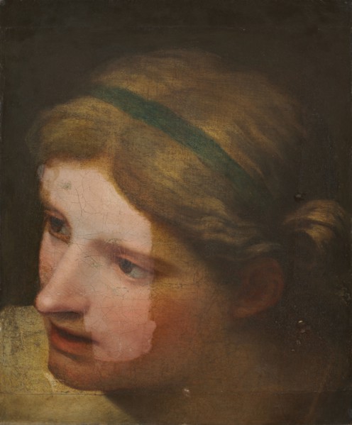 Listening Angel, 16th century. Northern Italy, 16th century. Oil on canvas; unframed: 59.6 x 49.5