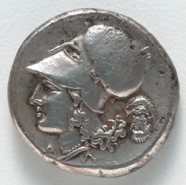 Stater:  Athena (reverse), 350-338 BC. Greece, Corinth, 4th century BC. Silver; diameter: 2.2 cm