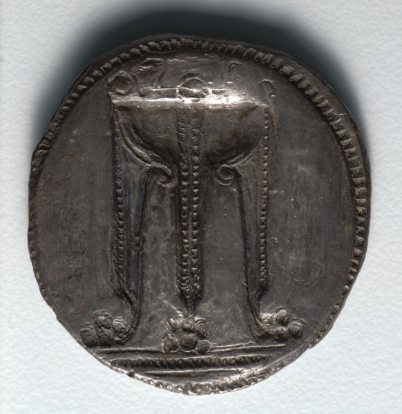 Stater: Tripod (reverse), 550-480 BC. Greece, Croton, 6th-5th century BC. Silver; diameter: 3 cm (1