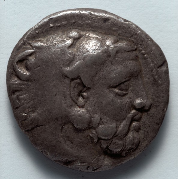 Stater: Head of Bearded Herakles in Lion Skin (obverse), 389-369 BC. Greece, Macedonia, Amyntas III