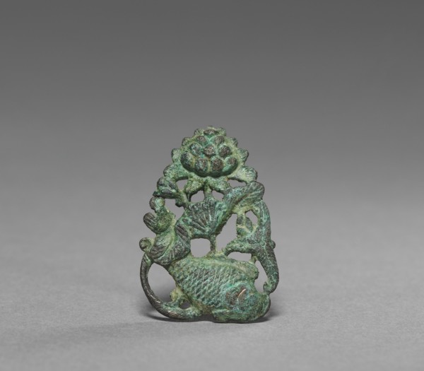 Ornament with Carp and Lotus Design, 1100s. Korea, Goryeo period (918-1392). Bronze; diameter: 3 x