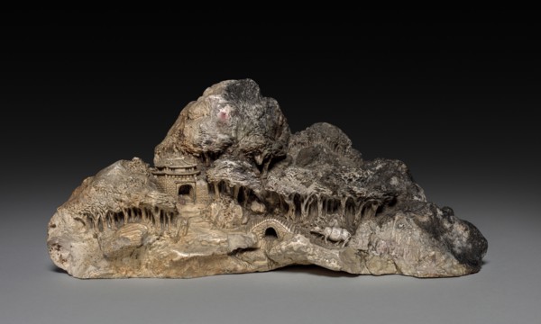 Mountain and Landscape, 1800s. China, Qing dynasty (1644-1911). Carved stone; overall: 11.5 x 26.1