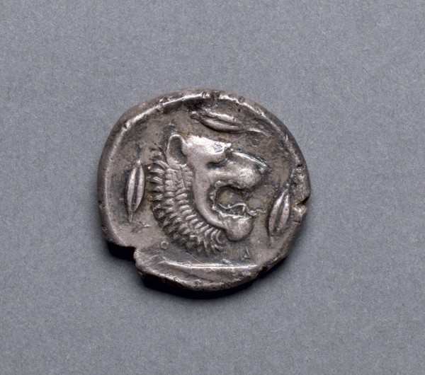Tetradrachm: Lion (reverse), 466-422 BC. Greece, 5th century BC. Silver; diameter: 2.6 cm (1 in.).
