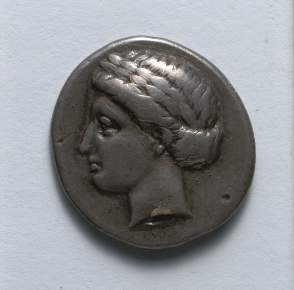 Drachma: Apollo (obverse), 300s BC. Greece, 4th century BC. Silver; diameter: 1.8 cm (11/16 in.).