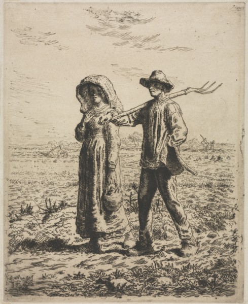 Going to work. Jean-François Millet (French, 1814-1875). Etching