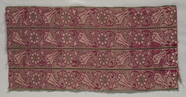 Textile Fragment, late 17th century. Turkey, late 17th century. Brocaded silk with metal thread