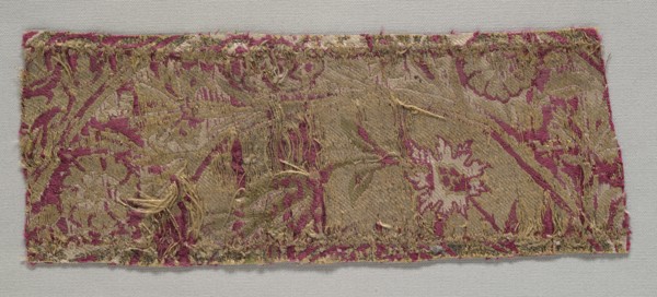Textile Fragment, 16th century. Turkey, Bursa, 16th century. Brocaded silk with metal thread weft;