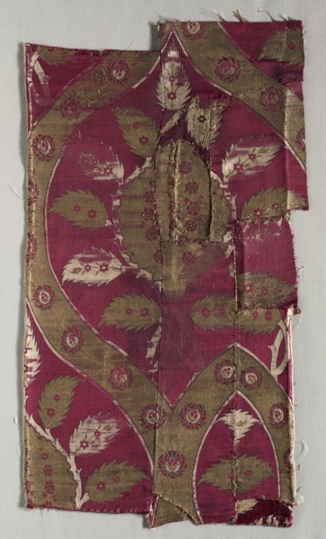 Textile Fragment, 16th century. Turkey, Bursa, 16th century. Brocaded silk with metal thread weft;