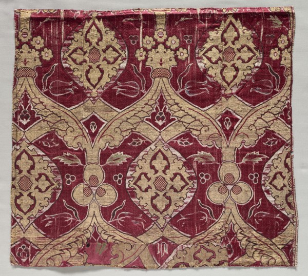 Textile Fragment, late 16th century. Turkey, Bursa, late 16th century. Brocaded silk with metal