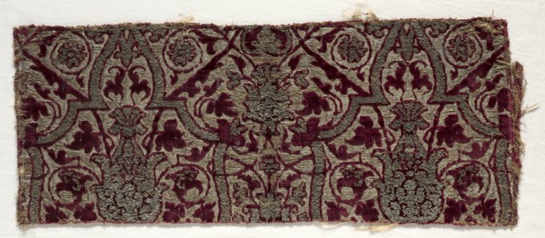 Velvet Textile, late 15th century. Spain, late 15th century. Velvet; silk and metallic thread;