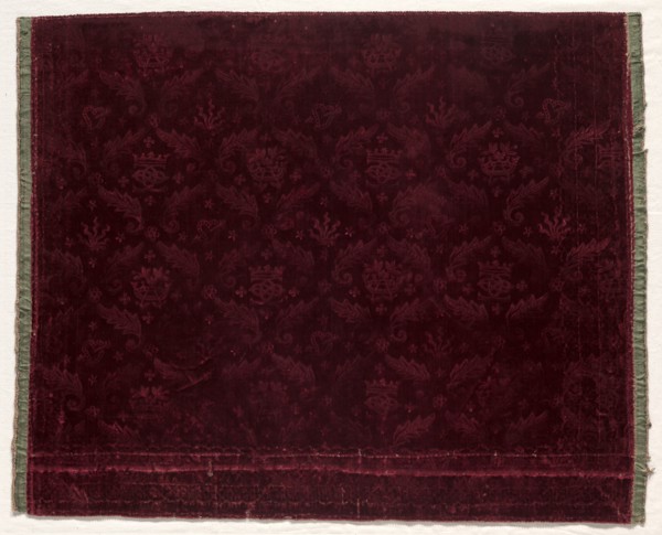 Fragment of Stamped Velvet, 1600s. France or Spain, 17th century. Stamped velvet; overall: 47.3 x