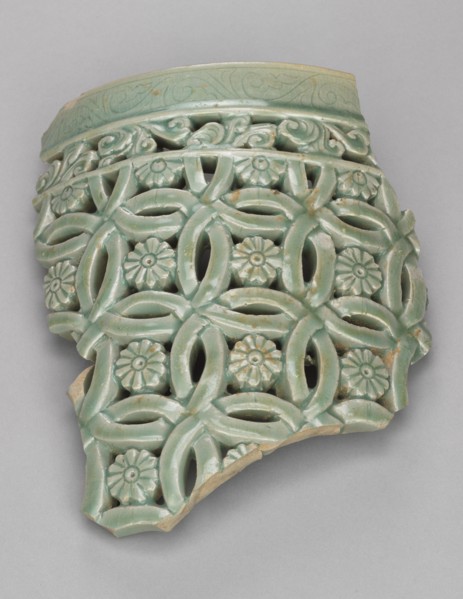 Fragment of Garden Stool with Openwork Design, 1200s. Korea, Goryeo period (918-1392). Stoneware