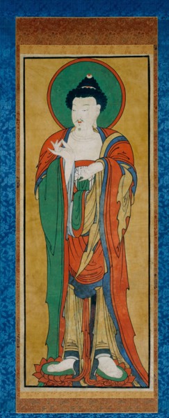 Tathagata Buddha, 1800s. Korea, Joseon dynasty (1392-1910). Hanging scroll; ink and color on paper;