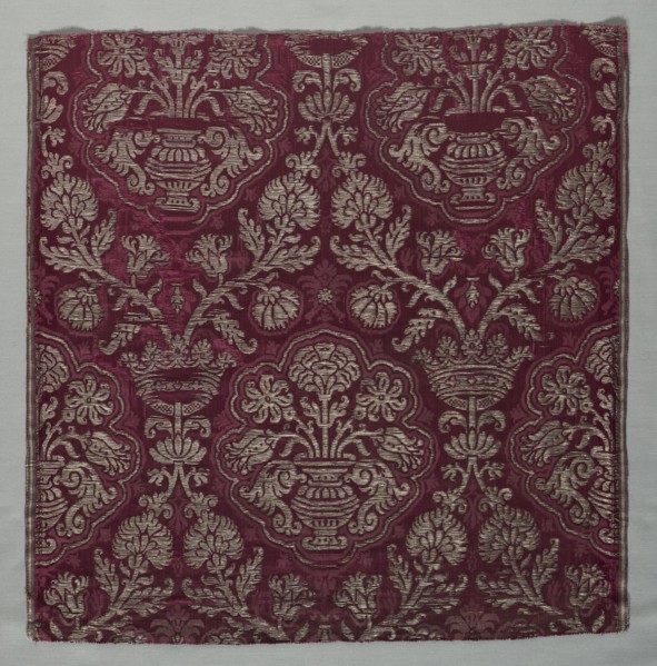 Silk Fragment, 1500s. Italy, 16th century. Brocaded satin, silk, and gold filé; overall: 54.6 x 58