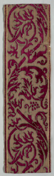 Border Fragment, late 1600s. Italy, late 17th century. Velvet (cut and uncut); silk; overall: 38.1