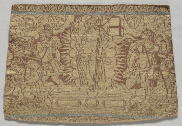 Fragment of Band Showing Resurrection, 1500s. Italy, Florence, 16th century. Lampas weave, silk and