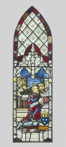 Stained Glass Panel with Male Donor, c. 1480. France, 15th century. Pot metal, white glass with