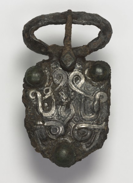 Belt Buckle, 600s. Frankish, Migration period, 7th century. Iron with silver overlay; overall: 10.2