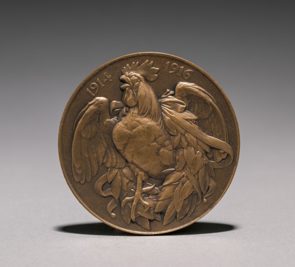 Medal (reverse), 1914-1916. Auguste Dujardin (French, 1847-1918). Bronze; overall: 5.1 x 5.1 cm (2