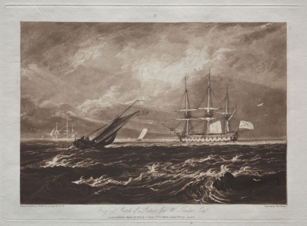 Liber Studiorum:  The Leader Sea-piece. Joseph Mallord William Turner (British, 1775-1851). Etching