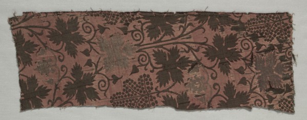 Brocaded Silk Fragment, c. 1360-1390. Italy, 14th century. Lampas weave, brocaded; silk and metal