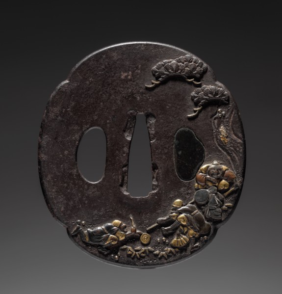 Sword Guard, 1615-1868. Japan, Edo Period (1615-1868). Iron, gold, and mother-of-pearl; overall: 6