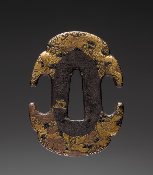 Sword Guard, early 19th century. Japan, Kyoto school, Edo period (1615-1868). Iron with gold inlay;