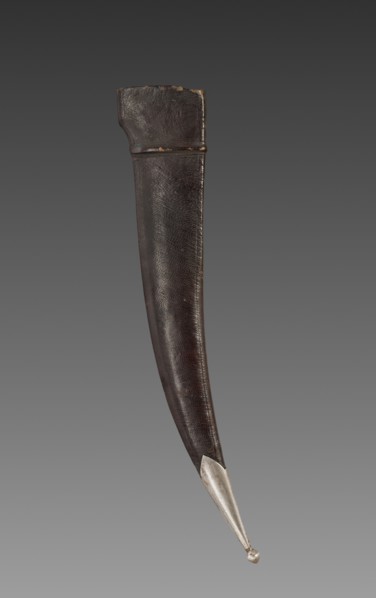 Scabbard for Dagger, 1800s. India, 19th century. Bronze and jade with leather and silver; overall: