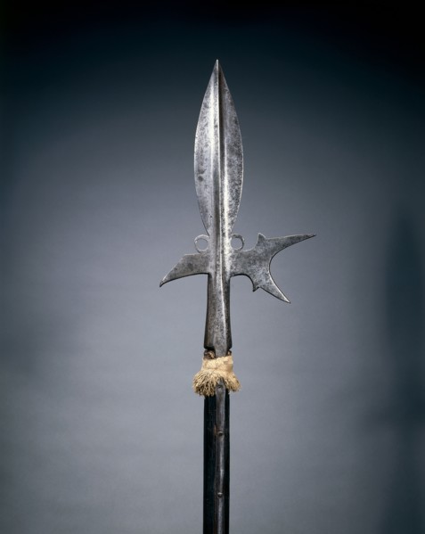 Halberd, c. 1580. Germany, late 16th Century. Steel; leaf-shaped head; octagonal woof haft, woolen