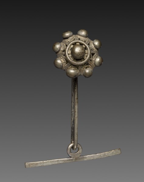 Button, 1800s. Sardinia, 19th century. Silver; overall: 9 cm (3 9/16 in.).