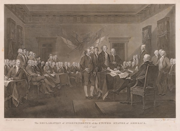 Signing the Declaration of Independence. Asher Brown Durand (American, 1796-1886). Etching