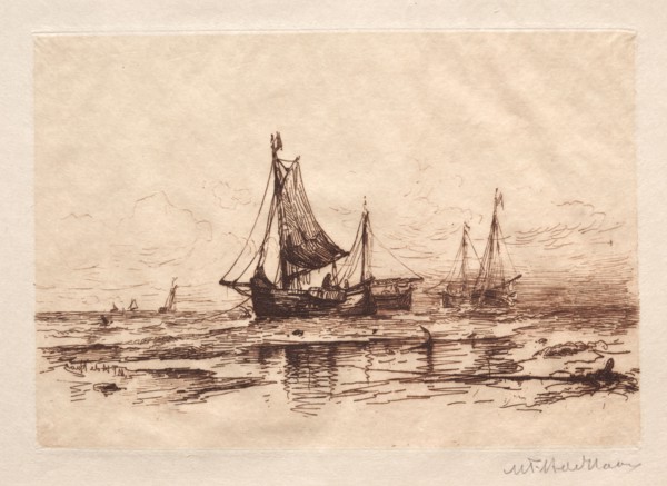 Fishing Boats on the Beach at Scheveningen. Maurits Frederik Hendrik De Haas (American, 1832-1895).