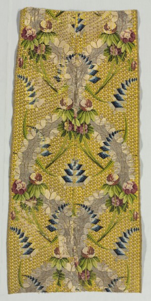 Fragment, 18th century. Spain ?, 18th century. Brocaded silk; average: 96.9 x 47.6 cm (38 1/8 x 18