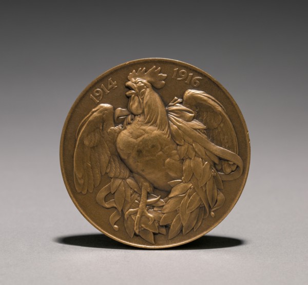 Medal (reverse), 1914-1916. Auguste Dujardin (French, 1847-1918). Bronze; overall: 5.1 x 5.1 cm (2
