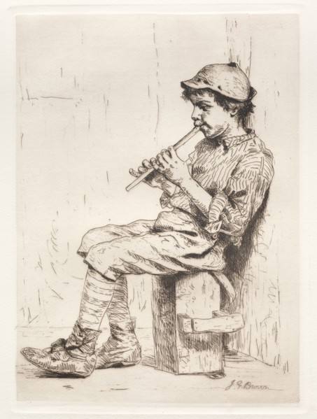 Business Neglected. John George Brown (American, 1831-1913). Etching