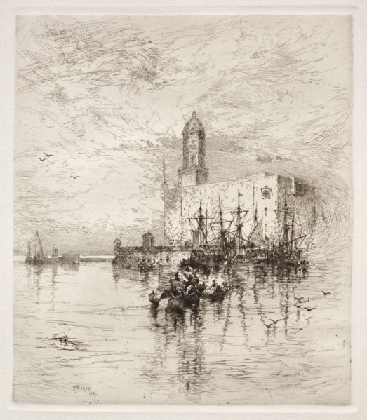 Castle of San Juan de Ulua, Verz Cruz, 1884. Thomas Moran (American, 1837-1926). Etching;