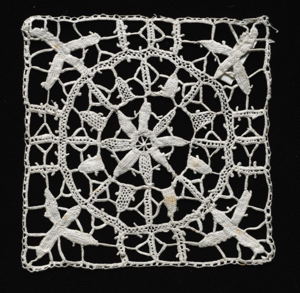 Needlepoint (Reticella) Lace Square, 16th-17th century. Italy, 16th-17th century. Lace,
