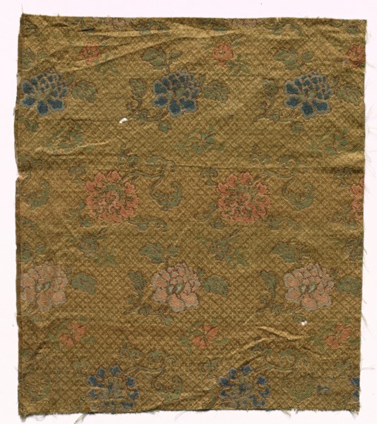 Silk Damask Fragment, 19th century. China, 19th century. Silk, damask; overall: 36 x 31.2 cm (14