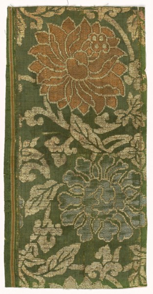 Textile Fragment, 1800s. Japan, 19th century. Silk, metallic thread; overall: 21.5 x 10.7 cm (8