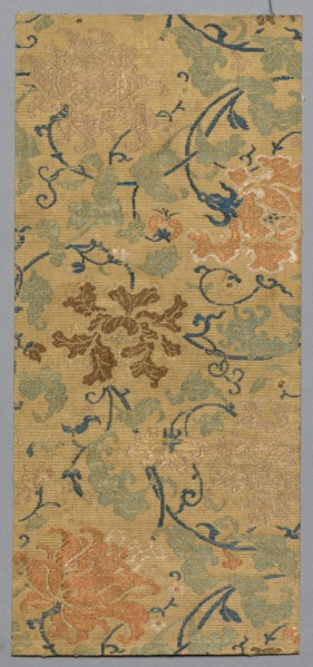 Fragment from Book of Textiles, 18th century. China, 18th century. Satin ground; silk diasper