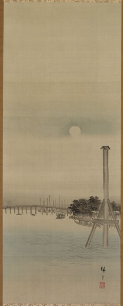 Night Scene on the Sumida River, 1800s. Ando Hiroshige (Japanese, 1797-1858). painting only: 93.4 x