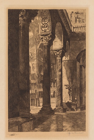Interior of St. Mark's, Venice. Otto H. Bacher (American, 1856-1909). Etching