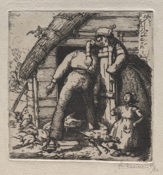 La Poulailler attrape la plus grosse. Auguste Louis Lepère (French, 1849-1918). Etching