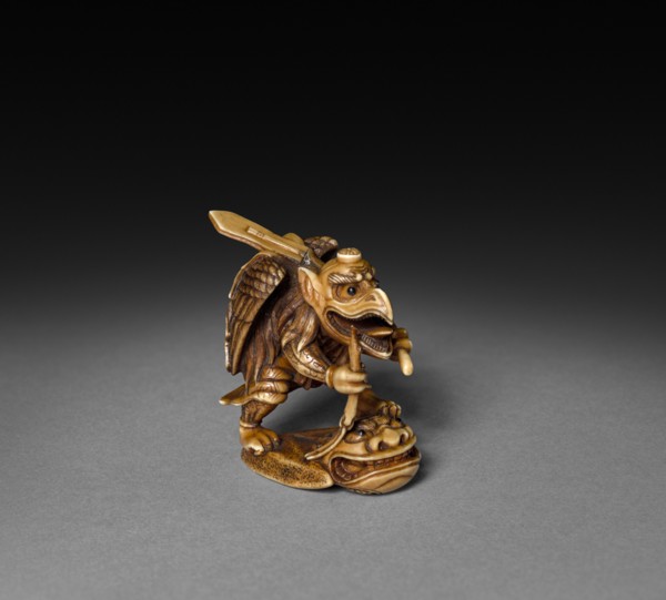 Tengu Travelling as a Priest, 19th century. Japan, Edo Period (1615-1868). Ivory; overall: 3.9 cm