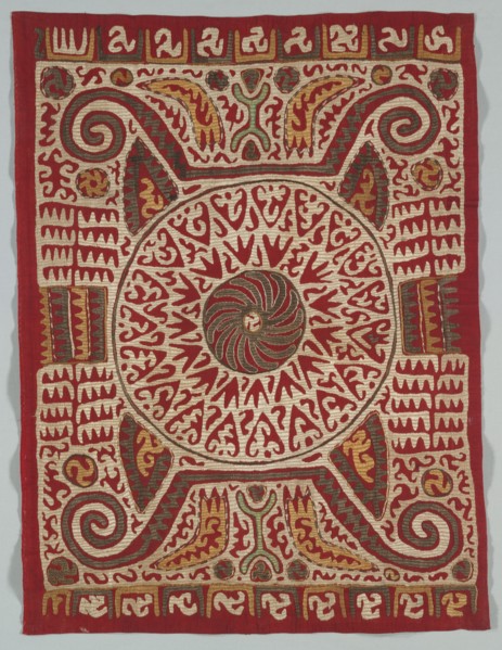 Cushion Cover, 1700s. Dagestan, 18th century. Embroidery, silk; overall: 92.1 x 69.9 cm (36 1/4 x