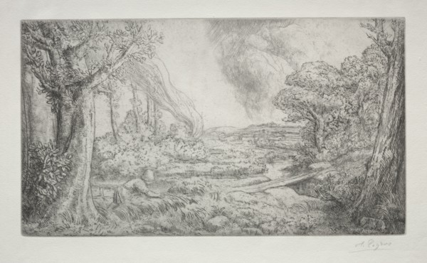 Landscape (Paysage). Alphonse Legros (French, 1837-1911). Etching